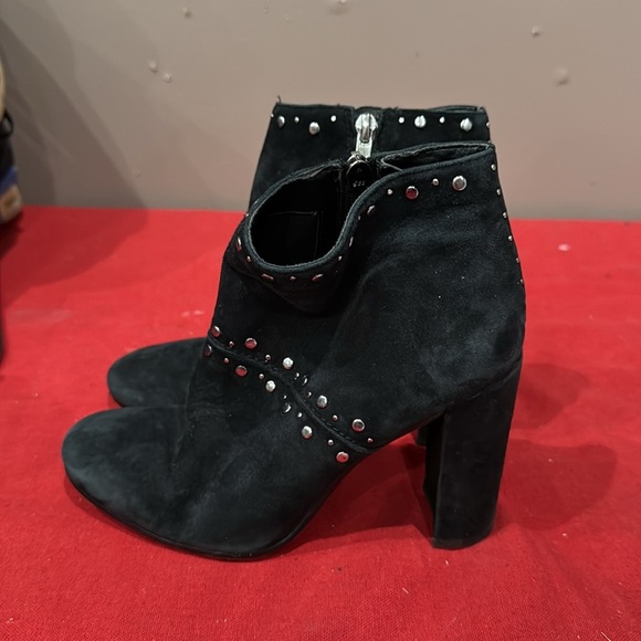 Sam Edelman Black Suede Heeled Boots with Silver Studs - Picture 3 of 5